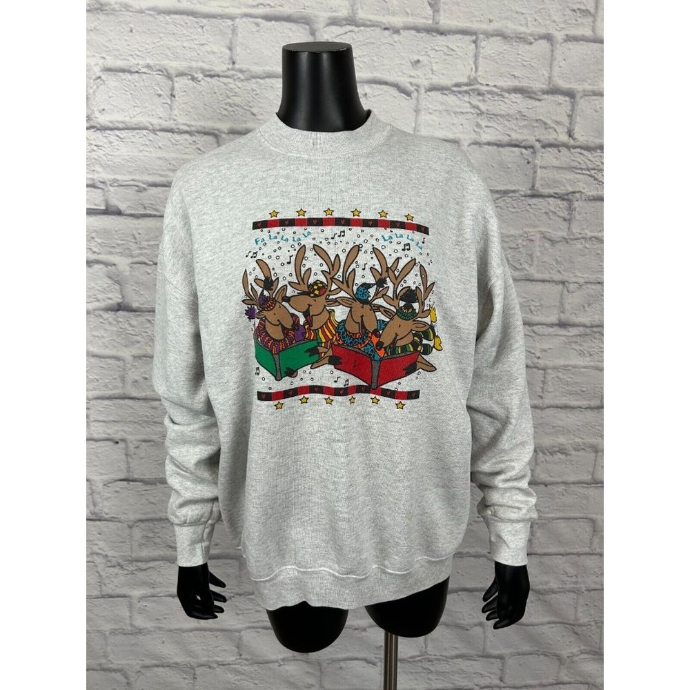 Iowa Tis The Season Long Sleeve Crew Neck‎ Gray Women's Sweater XL Vintage 90's